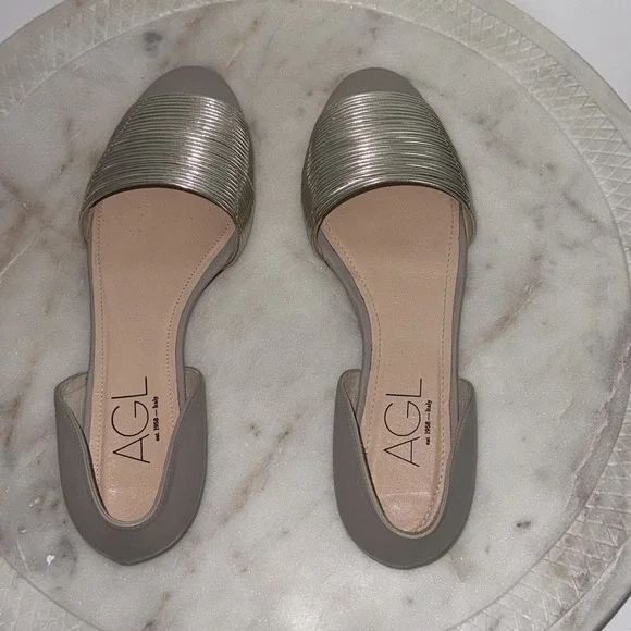 AGL Slip On Flats Leather Nude Beige Made In Italy NEW Women's EU 37 US 7 - Picture 6 of 8